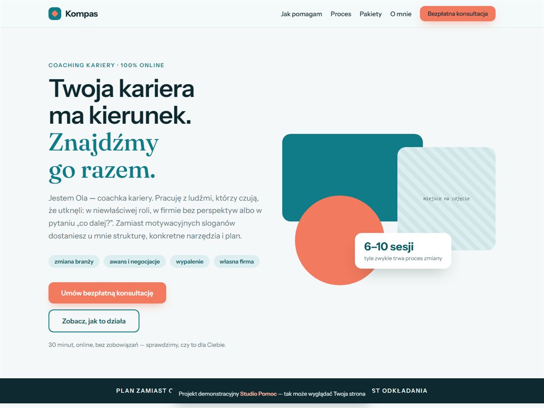 Podgląd strony Kompas — projekt demonstracyjny Studio Pomoc
